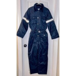Vintage Fieldmaster Nylon Snowmobile Overalls Size Medium Navy Blue